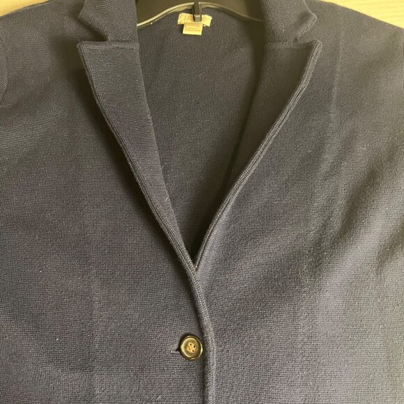 J. Crew Womens Navy Blue Textured Knit Blazer S 100% Cotton Pockets preppy - Picture 5 of 11